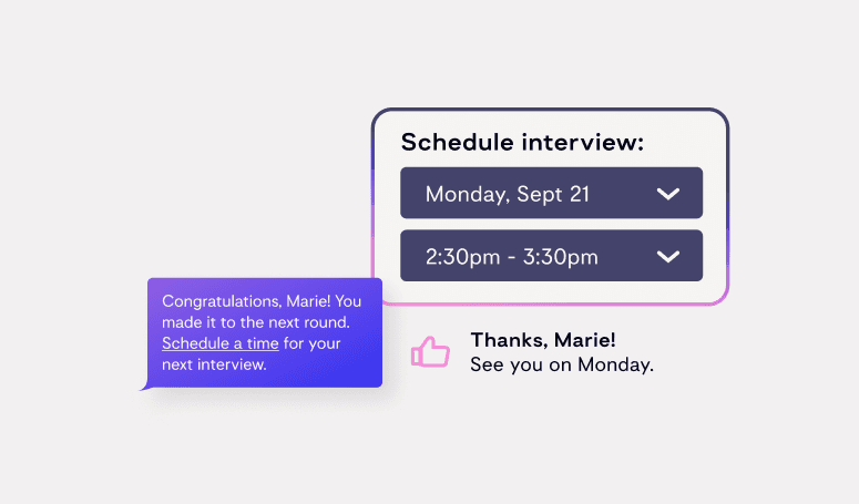 Interview message scheduling