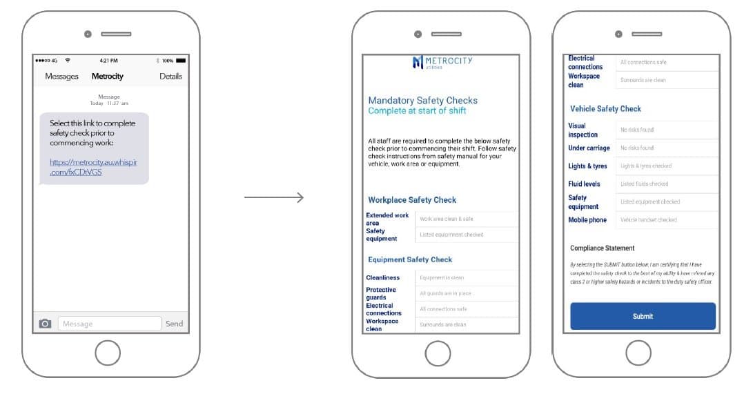 Graphic of three phone screens with app details